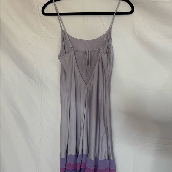 Victoria Secret 100% Silk y2k purple pink Ruffle Slip Dress w/ side slit - Picture 5 of 6